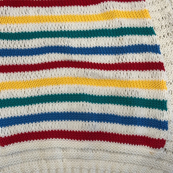 VTG 80s Pierre Cardin Rainbow Striped Knit Sweater Vest Cream Mod Retro Pride XS - Picture 4 of 9